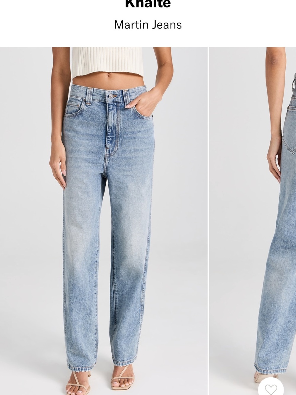 KHAITE High-Rise Straight Leg Jeans in Light Blue Wash - Picture 2 of 12